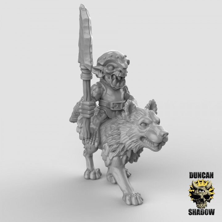 Goblin Wolf Rider Miniature | B - Tabletop RPG & D&D miniature. Perfect for wargaming & collectors