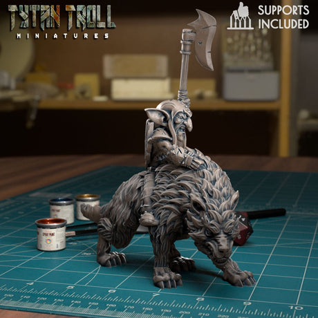 Goblin Wolf Rider Miniature | C - Tabletop RPG & D&D miniature. Perfect for wargaming & collectors