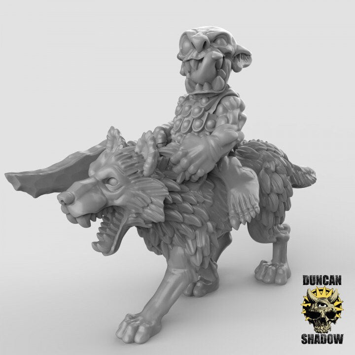Goblin Wolf Rider Miniature | C - Tabletop RPG & D&D miniature. Perfect for wargaming & collectors