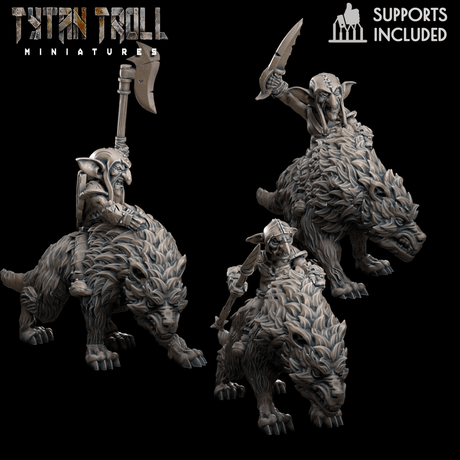 Goblin Wolf Rider Miniature | Set of 3 - Tabletop RPG & D&D miniature. Perfect for wargaming & collectors