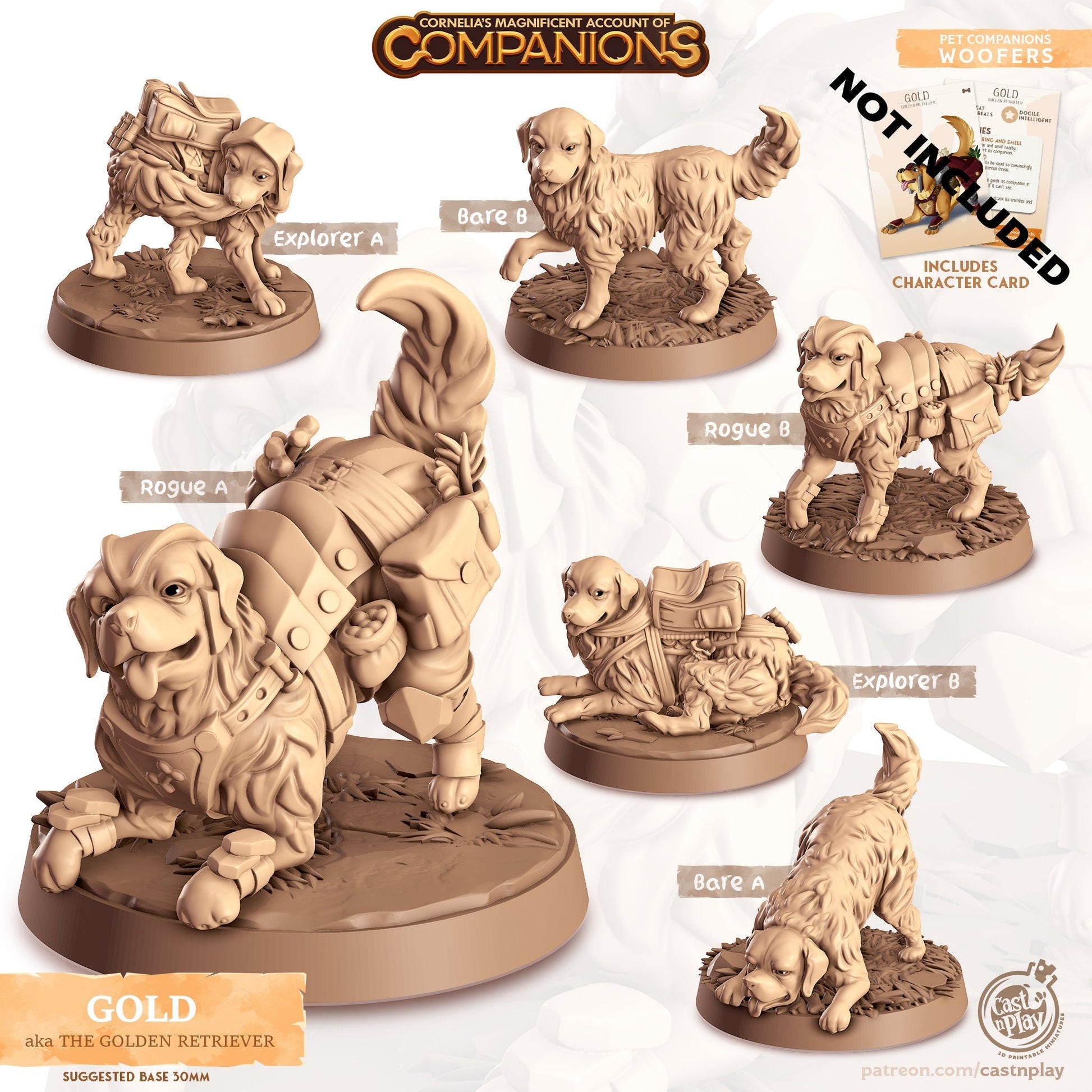 Golden Retriever Companion Miniature - Bare A - 32mm