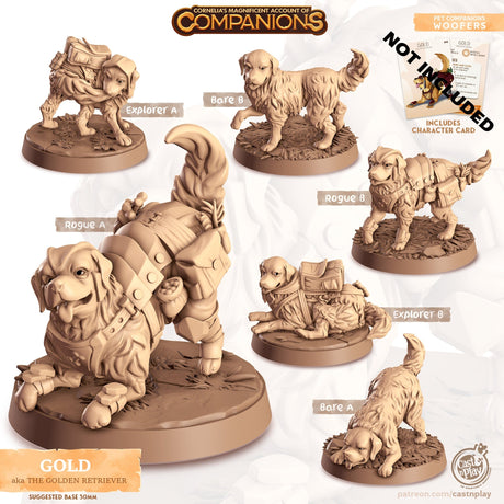 Golden Retriever Companion Miniature | Bare A - Tabletop RPG & D&D miniature. Perfect for wargaming & collectors