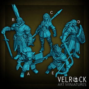 Gothic Adventure Hero Player Miniature | Set of 5 - Tabletop RPG & D&D miniature. Perfect for wargaming & collectors