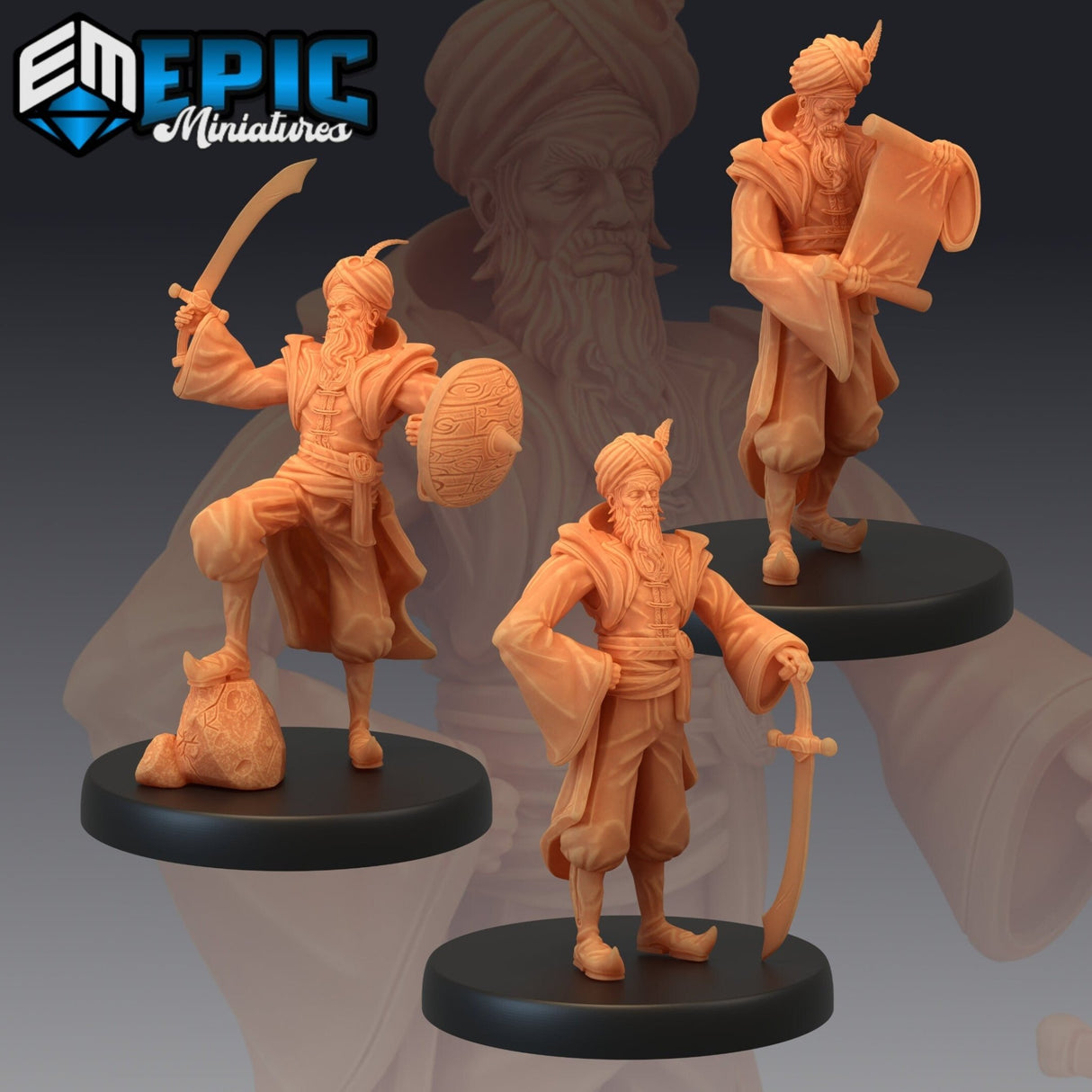 Grand Vizier Miniature | Set of 3 - Tabletop RPG & D&D miniature. Perfect for wargaming & collectors