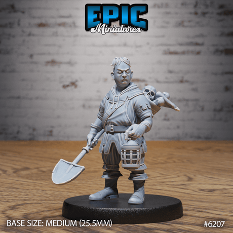 Grave Digger Miniature | A - Tabletop RPG & D&D miniature. Perfect for wargaming & collectors