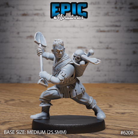 Grave Digger Miniature | B - Tabletop RPG & D&D miniature. Perfect for wargaming & collectors