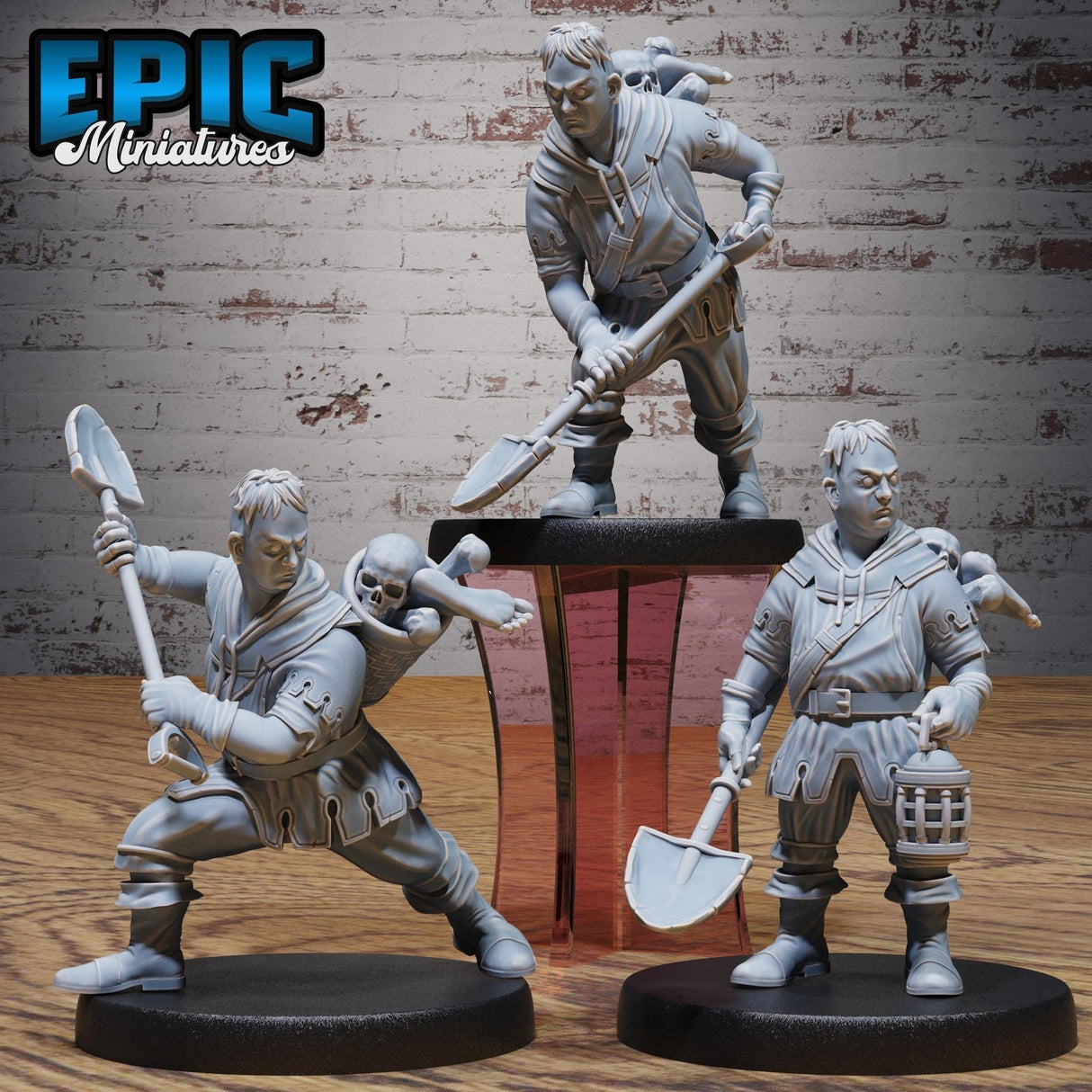 Grave Digger Miniature | Set of 3 - Tabletop RPG & D&D miniature. Perfect for wargaming & collectors