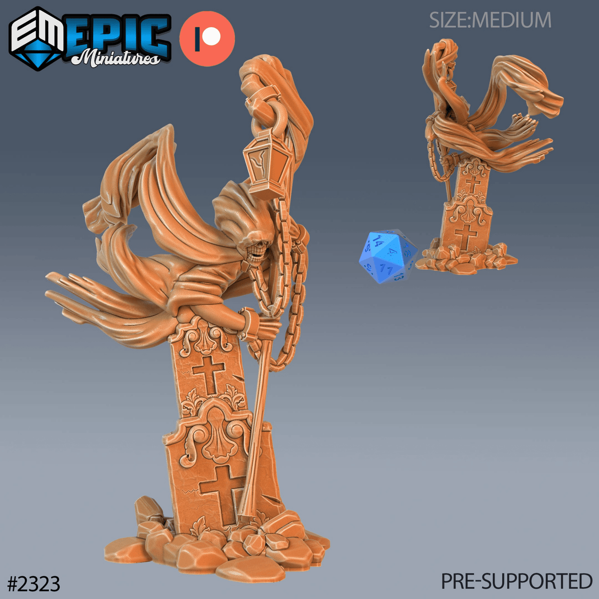 Graveyard Ghost Miniature | C - Tabletop RPG & D&D miniature. Perfect for wargaming & collectors
