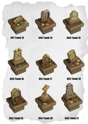 Graveyard Tiles Ancient Tombs & Trees Pack (HG 047 to HG 055) | Set of 9 - Tabletop RPG & D&D miniature. Perfect for wargaming & collectors