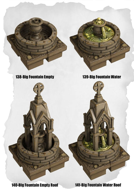 Graveyard Tiles Big Fountain Pack (HG 138 to HG 141) | Set of 4 - Tabletop RPG & D&D miniature. Perfect for wargaming & collectors