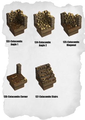 Graveyard Tiles Catacombs Angles Pack (HG 133 to HG 137) | Set of 5 - Tabletop RPG & D&D miniature. Perfect for wargaming & collectors
