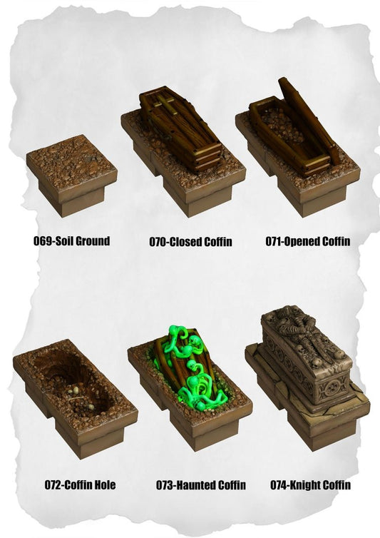 Graveyard Tiles Coffins Pack (HG 069 to HG 074) - Set of 6 - 