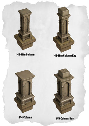 Graveyard Tiles Column Pack (HG 142 to HG 145) | Set of 4 - Tabletop RPG & D&D miniature. Perfect for wargaming & collectors