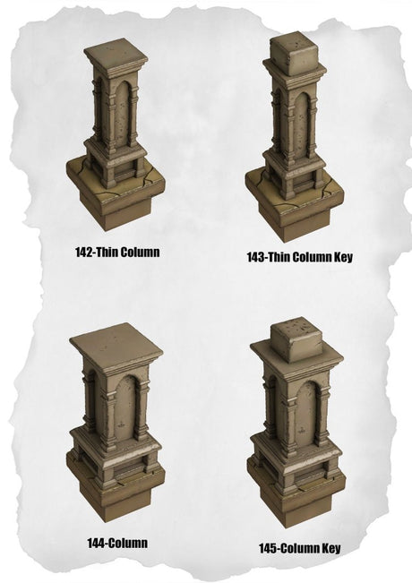 Graveyard Tiles Column Pack (HG 142 to HG 145) | Set of 4 - Tabletop RPG & D&D miniature. Perfect for wargaming & collectors