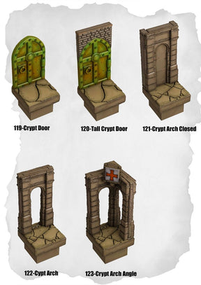 Graveyard Tiles Crypt Arches Pack (HG 119 to HG 123) | Set of 5 - Tabletop RPG & D&D miniature. Perfect for wargaming & collectors