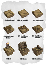 Graveyard Tiles Crypt Ground & Furniture Pack (HG 075 to HG 083) | Set of 9 - Tabletop RPG & D&D miniature. Perfect for wargaming & collectors