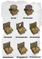 Graveyard Tiles Crypt Tables & Walls Pack (HG 084 to HG 091) | Set of 8 - Tabletop RPG & D&D miniature. Perfect for wargaming & collectors