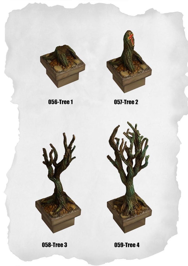 Graveyard Tiles Haunted Trees Pack (HG 056 to HG 059) | Set of 4 - Tabletop RPG & D&D miniature. Perfect for wargaming & collectors
