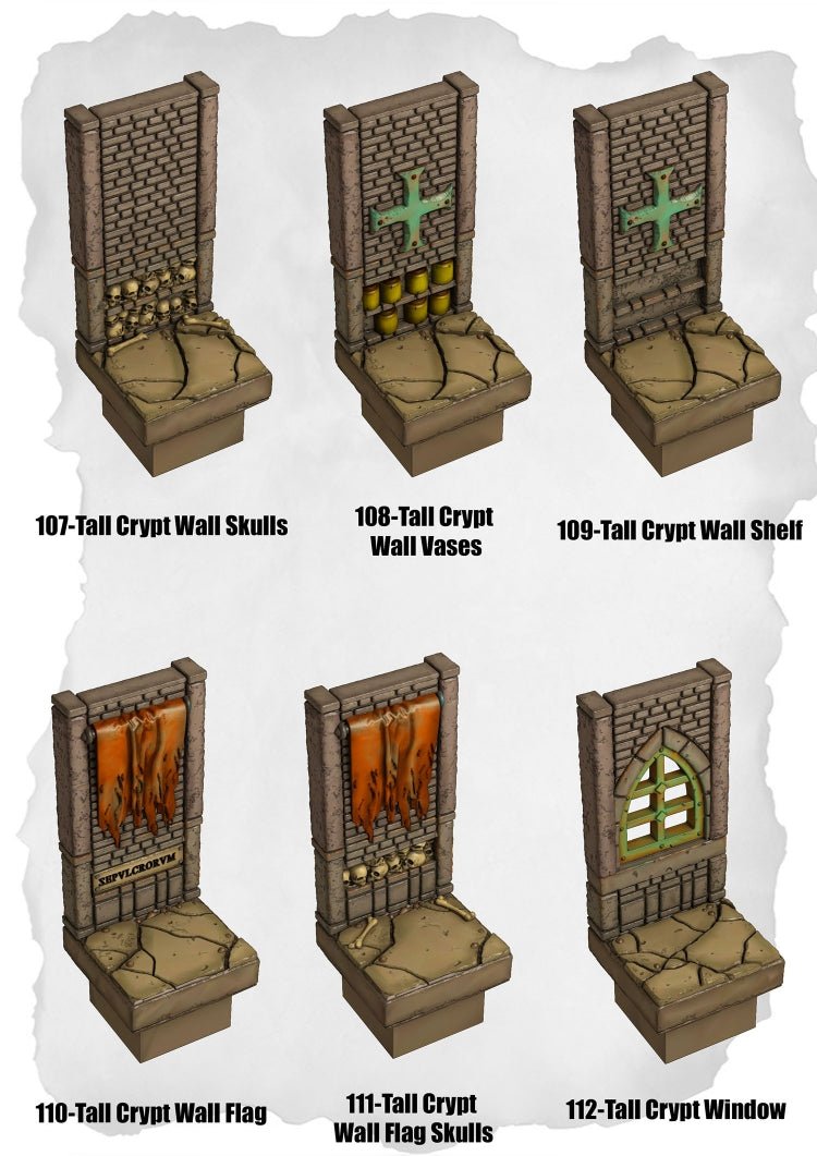 Graveyard Tiles Tall Crypt Details Pack (HG 107 to HG 112) | Set of 6 - Tabletop RPG & D&D miniature. Perfect for wargaming & collectors