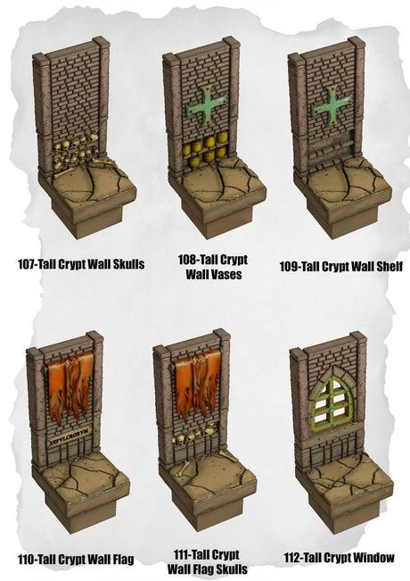 Graveyard Tiles Tall Crypt Details Pack (HG 107 to HG 112) | Set of 6 - Tabletop RPG & D&D miniature. Perfect for wargaming & collectors
