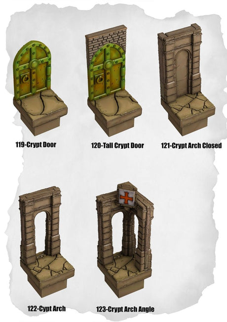 Graveyard Tiles Tall Crypt Traps & Angles Pack (HG 113 to HG 118) | Set of 6 - Tabletop RPG & D&D miniature. Perfect for wargaming & collectors