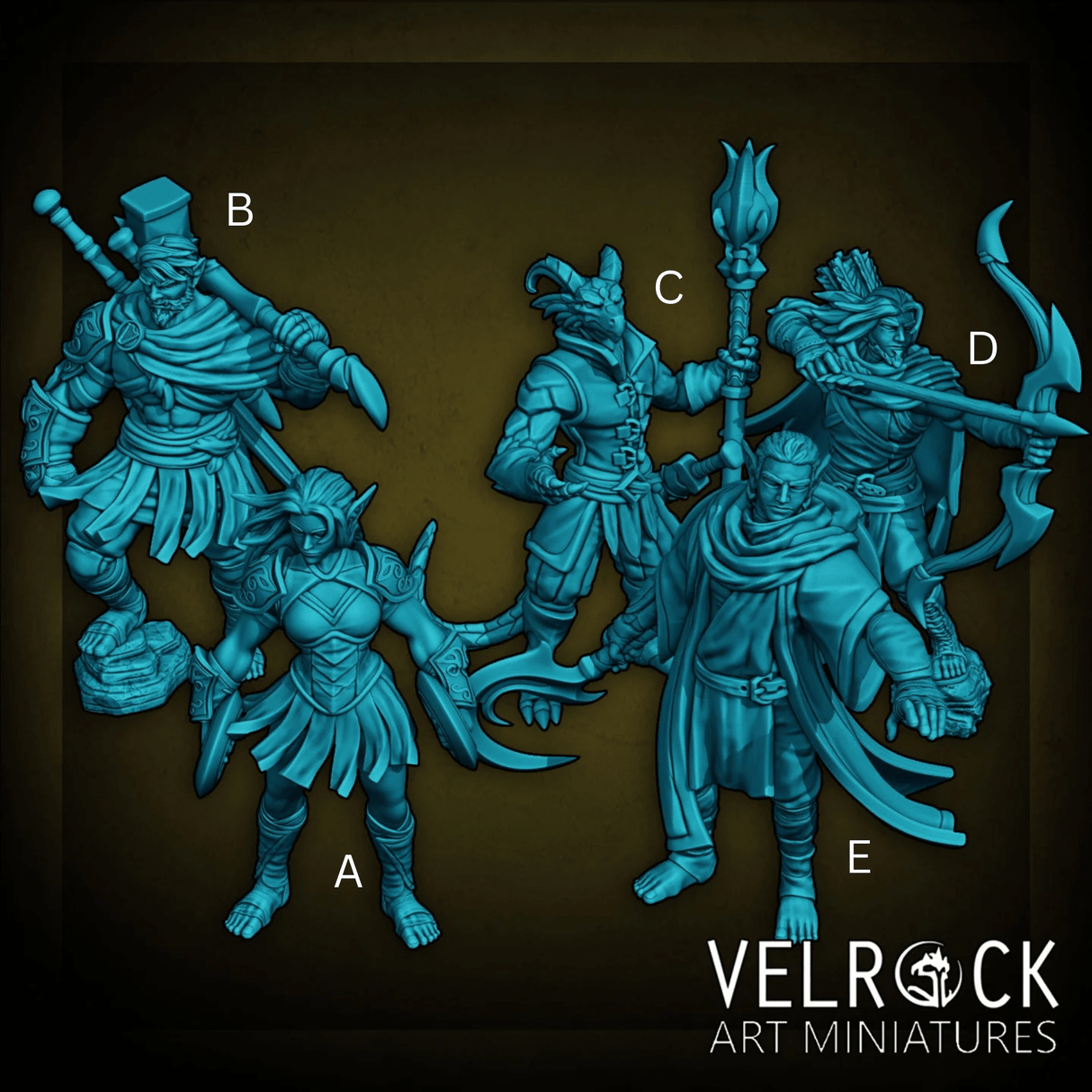 Greek Style Player Miniature | Set of 5 - Tabletop RPG & D&D miniature. Perfect for wargaming & collectors