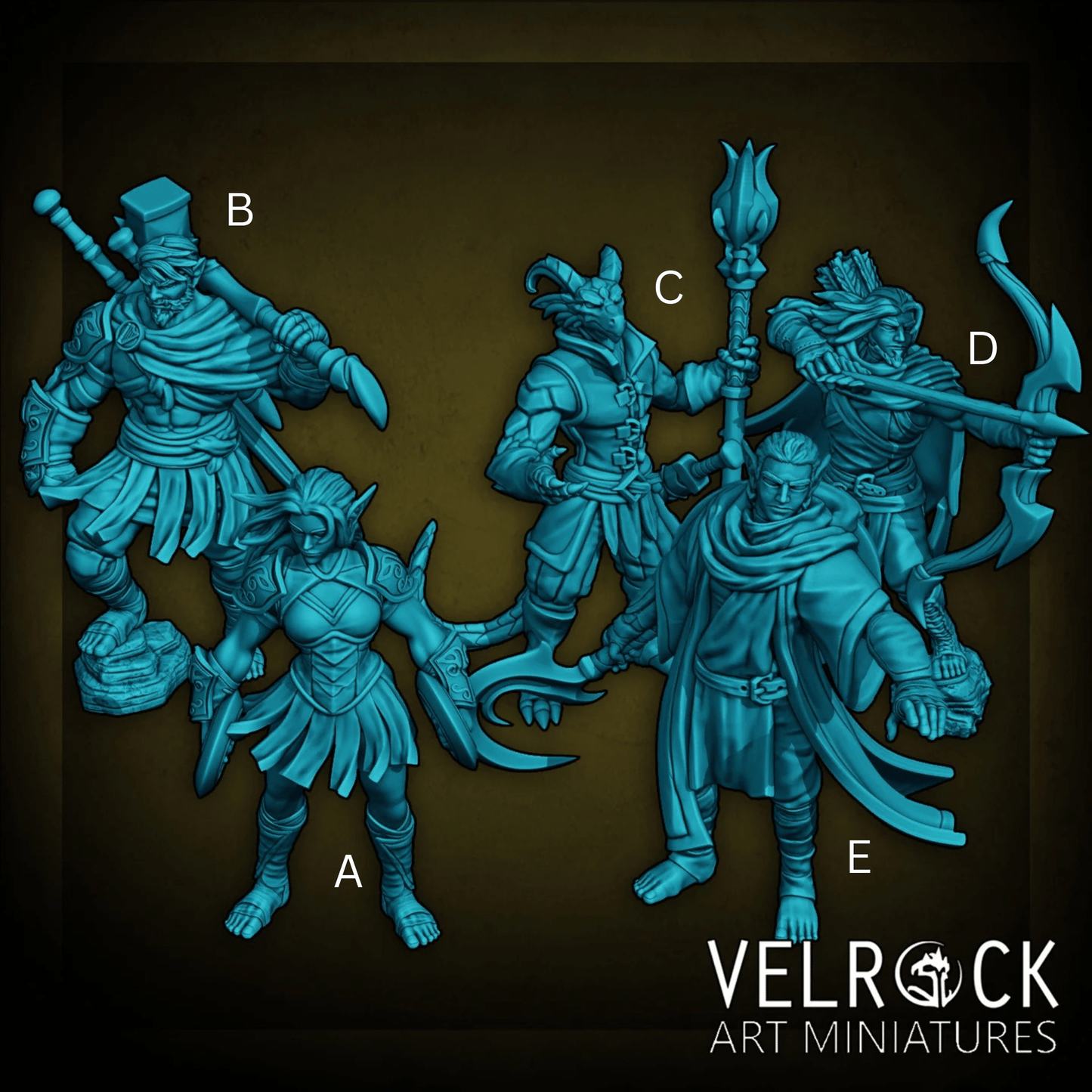 Greek Style Player Miniature - Set of 5 - 32mm