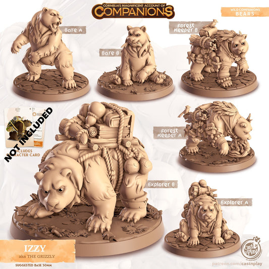 Grizzly Bear Companion Miniature - Bare A - 32mm