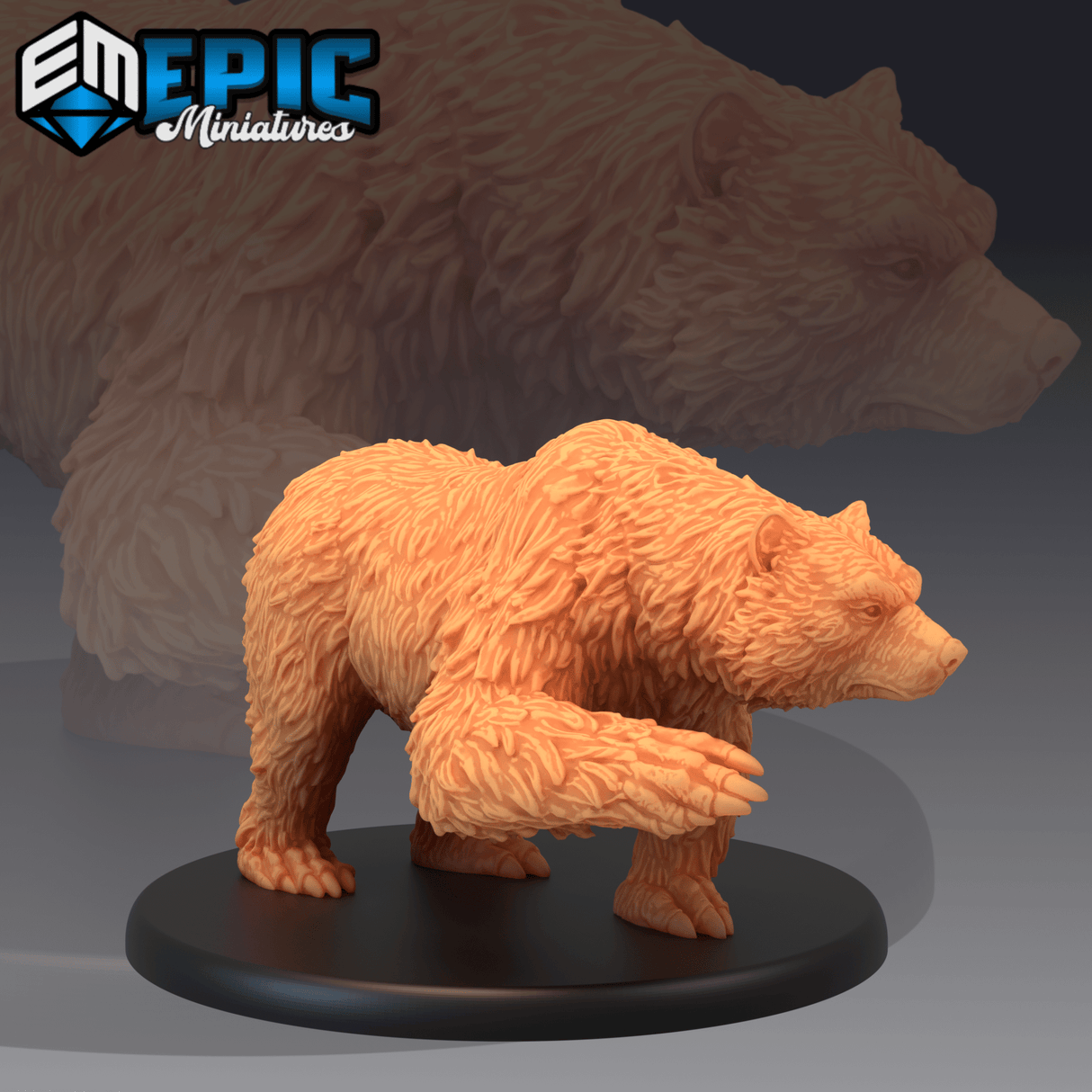 Grizzly Bear Miniature | A - Tabletop RPG & D&D miniature. Perfect for wargaming & collectors