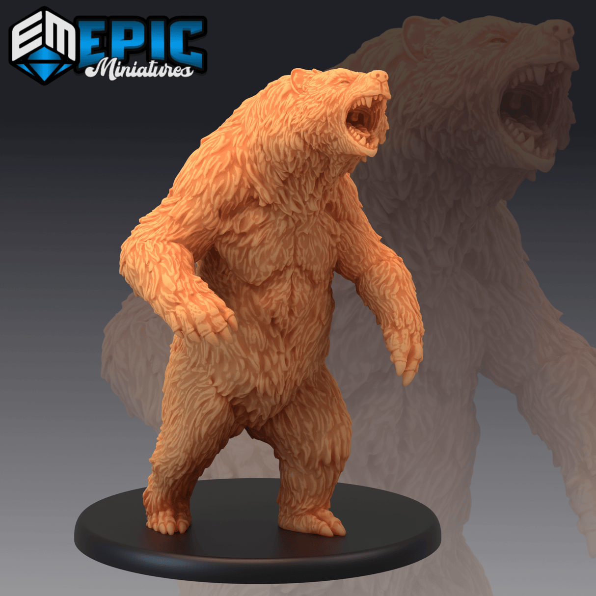 Grizzly Bear Miniature | D - Tabletop RPG & D&D miniature. Perfect for wargaming & collectors