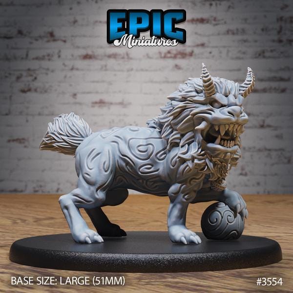 Guardian Fu Dog Miniature | 3554 - Tabletop RPG & D&D miniature. Perfect for wargaming & collectors