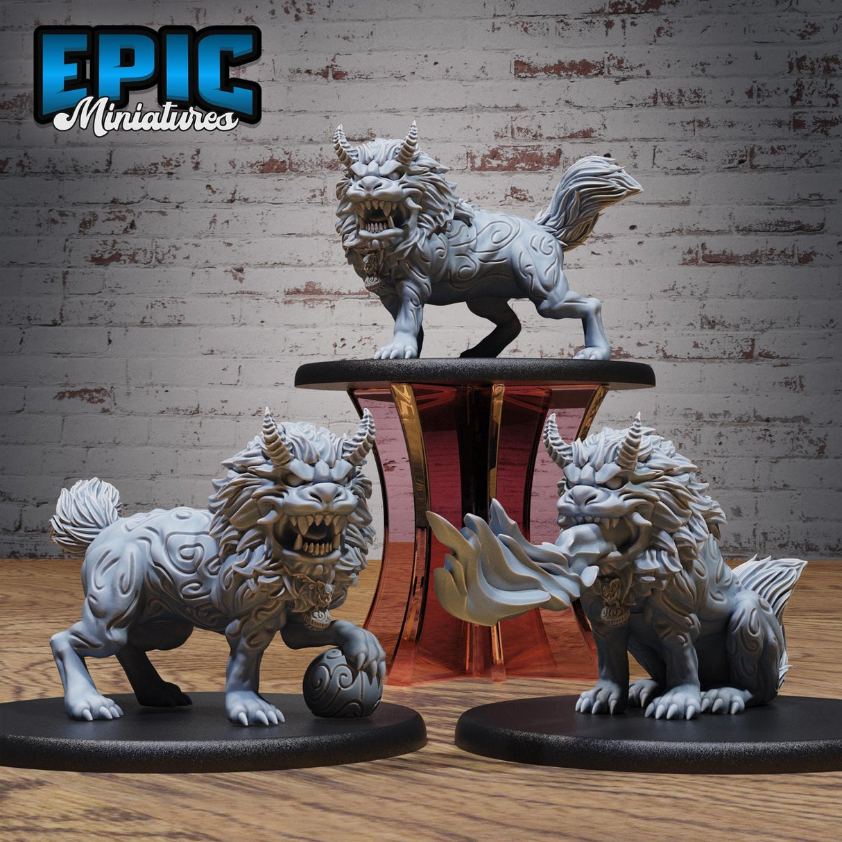 Guardian Fu Dog Miniature | Full Set All Models - Tabletop RPG & D&D miniature. Perfect for wargaming & collectors