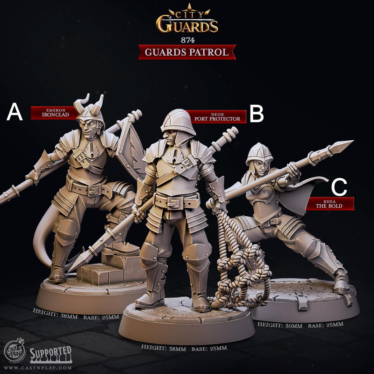 Guards Patrol Miniature | A - Tabletop RPG & D&D miniature. Perfect for wargaming & collectors