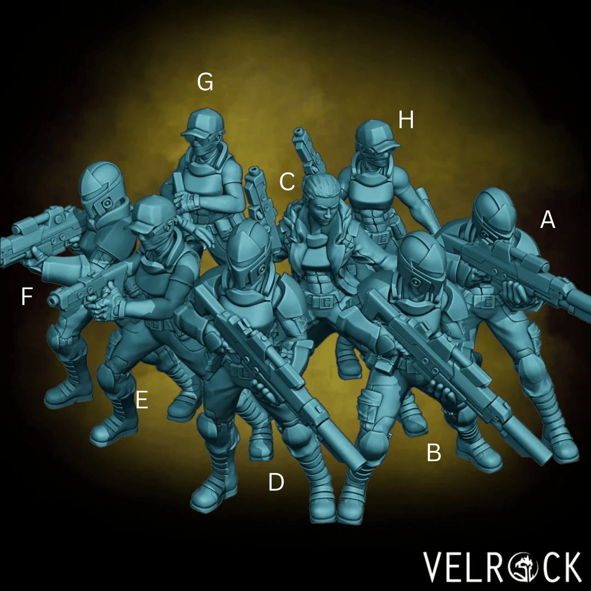 female Guardsmen Miniature | Set of 8 - Tabletop RPG & D&D miniature. Perfect for wargaming & collectors