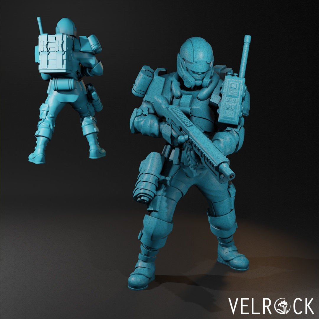Guardsmen Sci Fi Guards Miniature | B - Tabletop RPG & D&D miniature. Perfect for wargaming & collectors