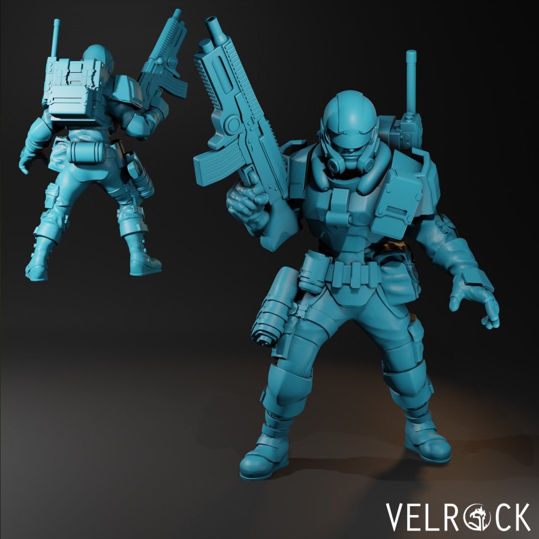 Guardsmen Sci Fi Guards Miniature | D - Tabletop RPG & D&D miniature. Perfect for wargaming & collectors