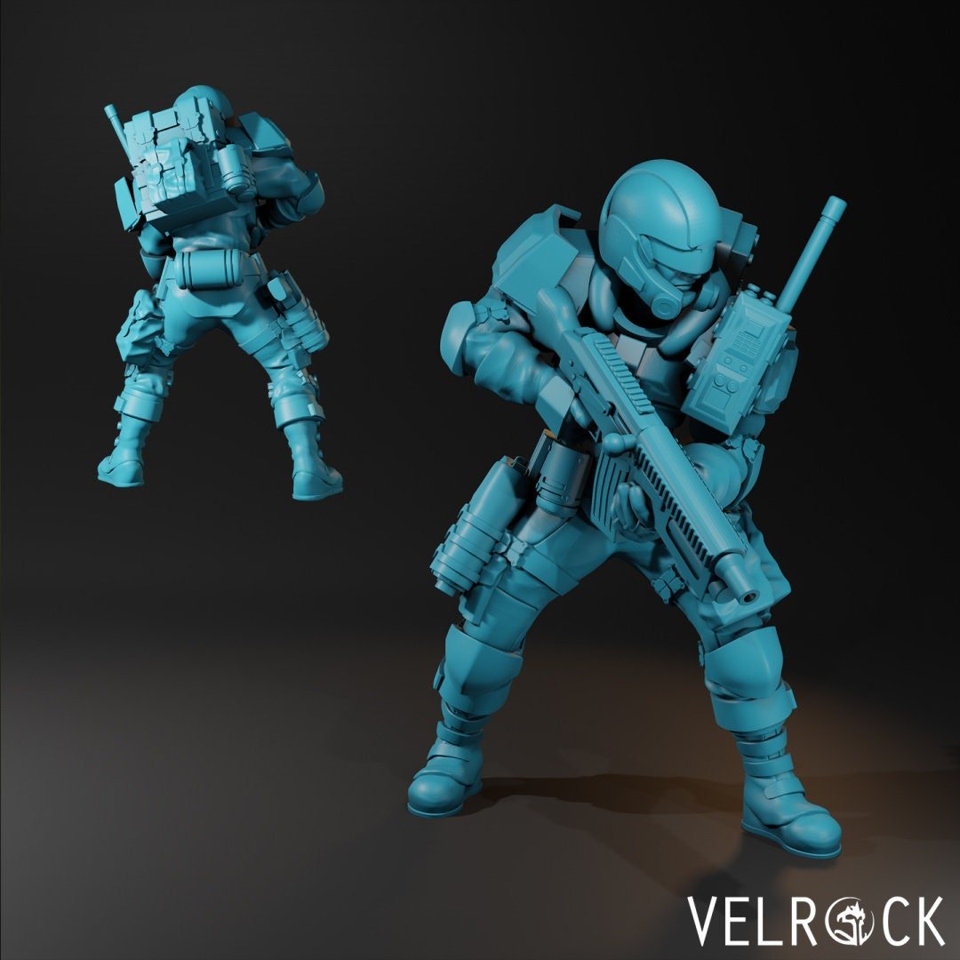Guardsmen Sci Fi Guards Miniature | E - Tabletop RPG & D&D miniature. Perfect for wargaming & collectors