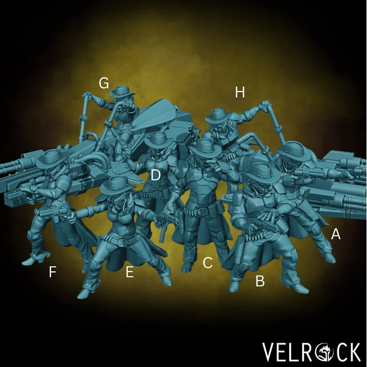 Gunslinger Miniature | Set of 8 - Tabletop RPG & D&D miniature. Perfect for wargaming & collectors