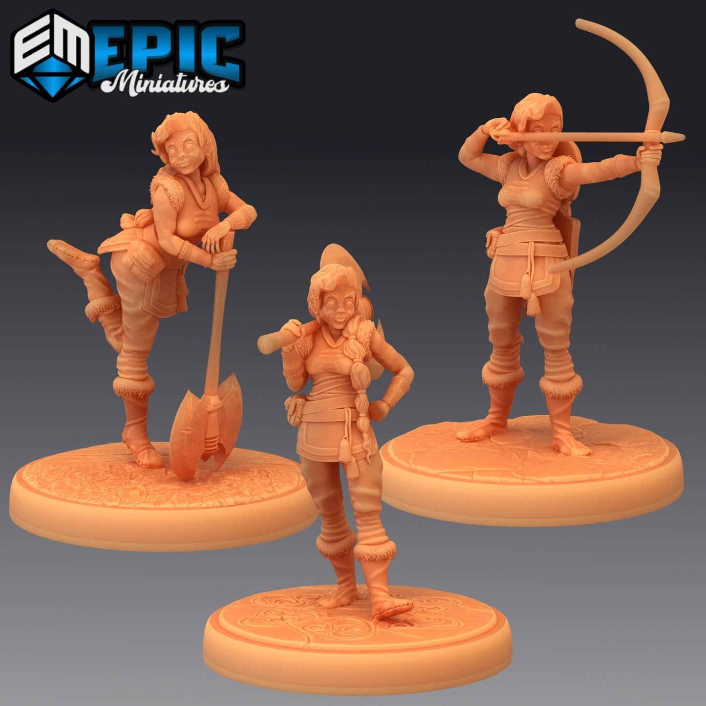 Half Dwarf Miniature - set of 3 - 28mm