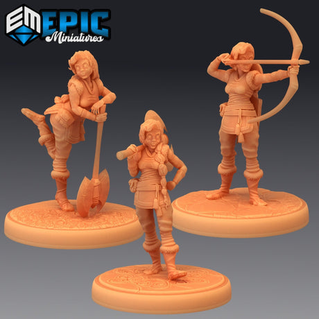 Half Dwarf Miniature | set of 3 - Tabletop RPG & D&D miniature. Perfect for wargaming & collectors