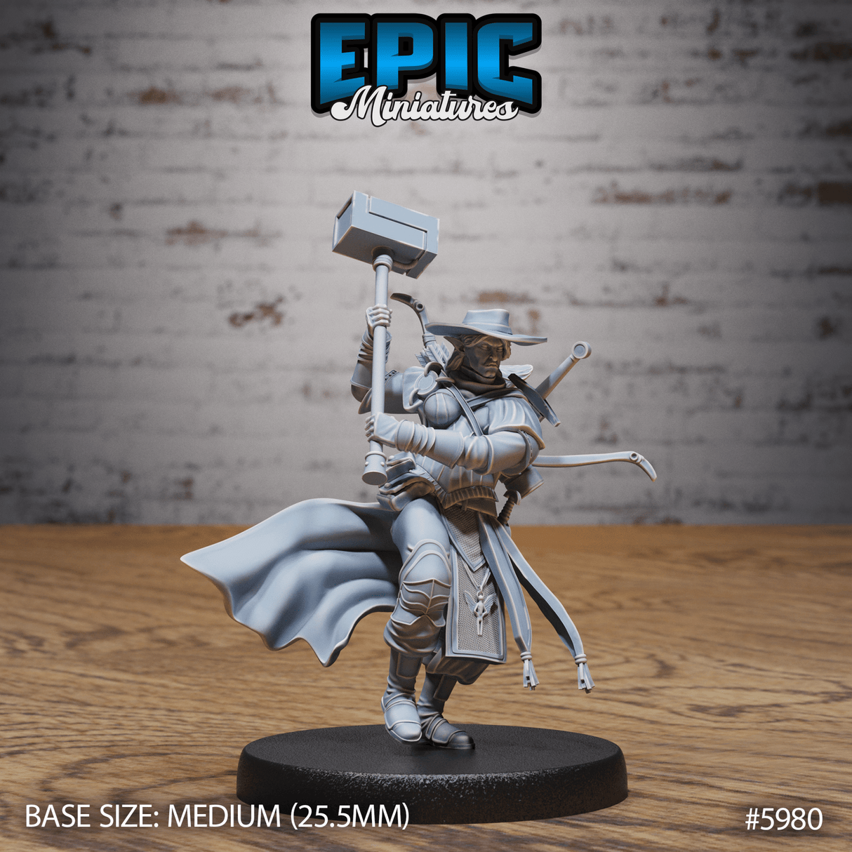 Half Orc Female Adventurer Miniature | B - Tabletop RPG & D&D miniature. Perfect for wargaming & collectors