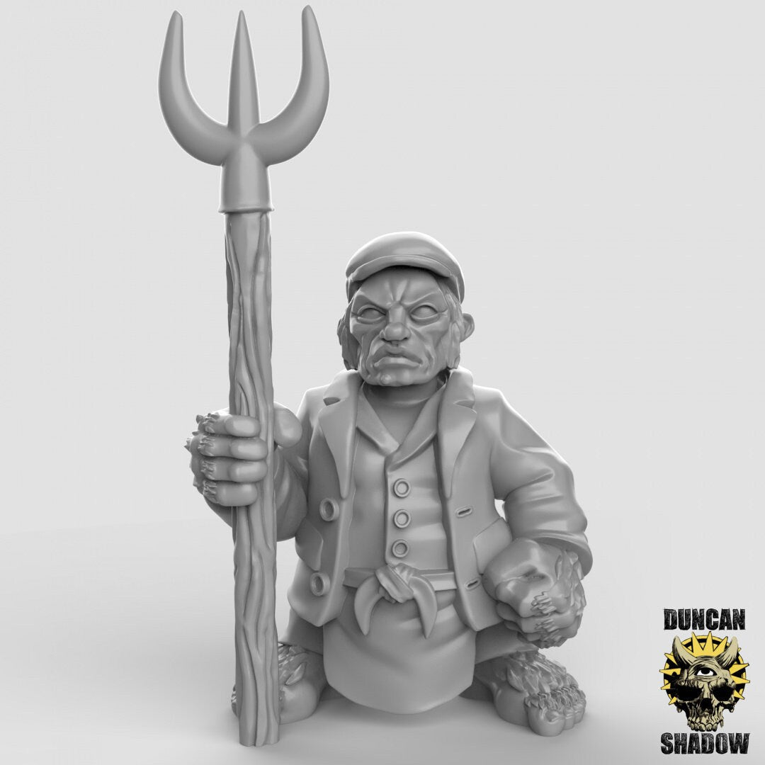 Halfling Farmers Miniature | A - Tabletop RPG & D&D miniature. Perfect for wargaming & collectors