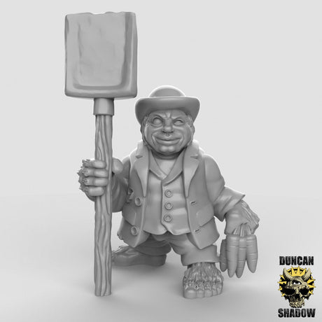 Halfling Farmers Miniature | B - Tabletop RPG & D&D miniature. Perfect for wargaming & collectors