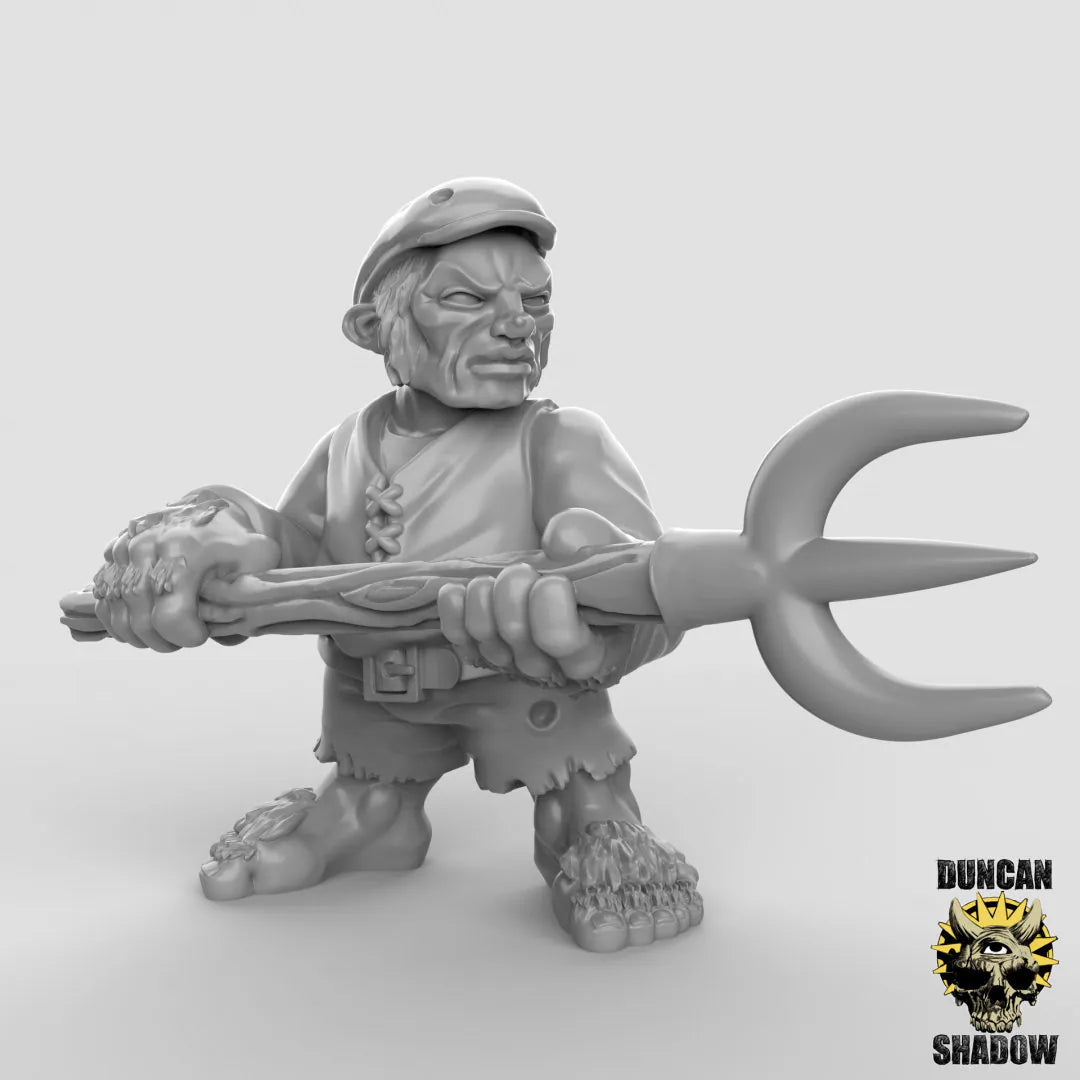 Halfling Farmers Miniature | C - Tabletop RPG & D&D miniature. Perfect for wargaming & collectors