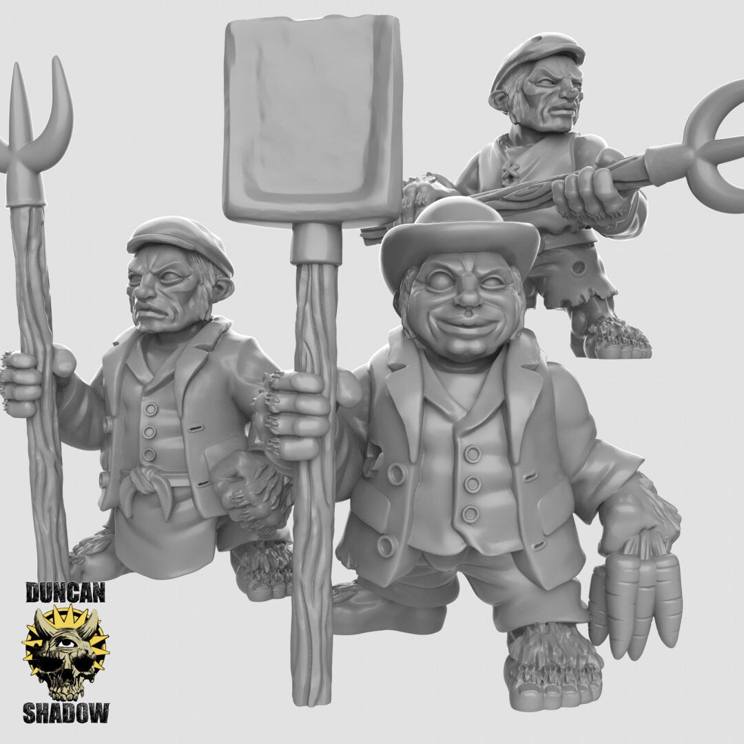 Halfling Farmers Miniature - Set of 3 - 32mm