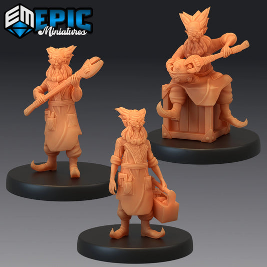 Halfling Inventors Miniature - set of 3 - 28mm