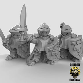 Halfling Knight Miniature | Set of 3 - Tabletop RPG & D&D miniature. Perfect for wargaming & collectors