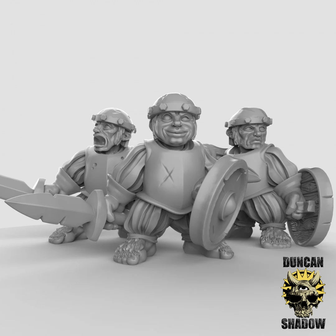 Halfling city guards Miniature | Set of 3 - Tabletop RPG & D&D miniature. Perfect for wargaming & collectors