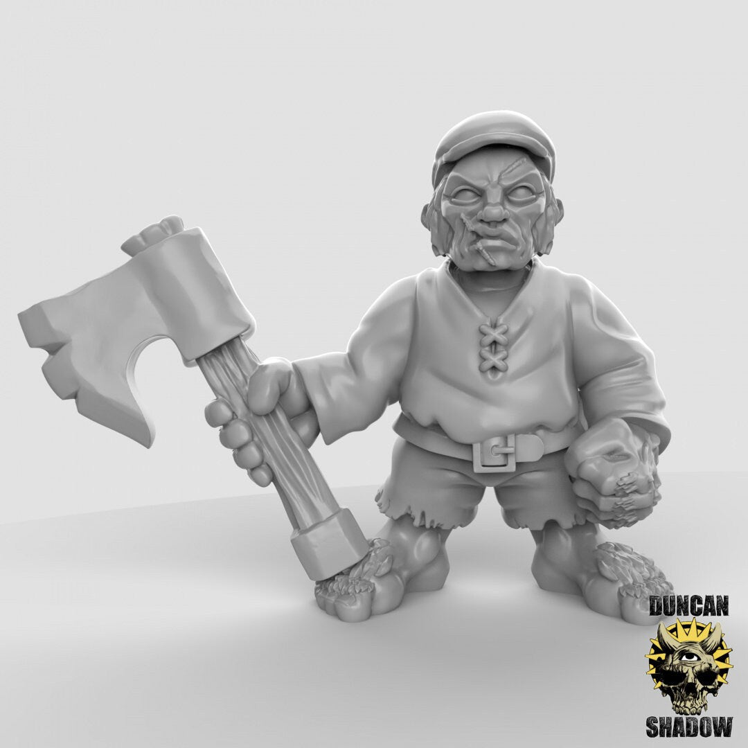 Halfling Rabble with Axes Miniature - A - 32mm