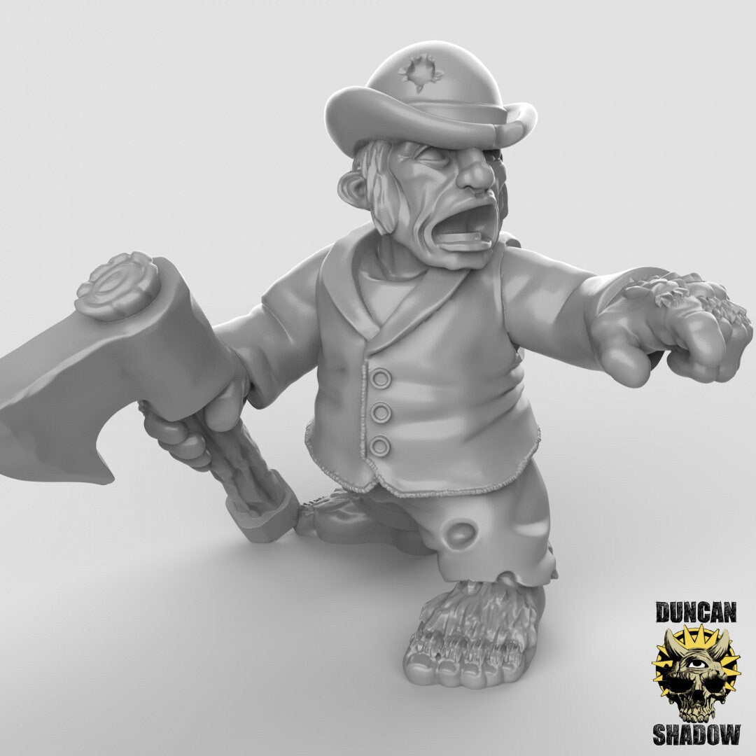 Halfling Rabble with Axes Miniature | B - Tabletop RPG & D&D miniature. Perfect for wargaming & collectors